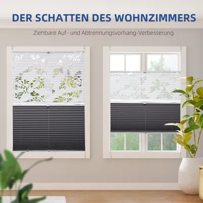 Produktbild von Sekey Plissee 50×130 cm Faltrollo Klemmfix Ohne Bohren Fensterollo Verdunkelung Plisseerollo mit Lichtdurchlässig Ausbrenner-Muster Faltrollo Jalousie für Fenster & Tür