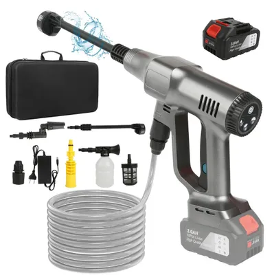 Image de Nettoyeur haute pression - Machine de nettoyage sans fil - 6 en 1 - Pistolet à eau avec buses - Portable - 1 batterie