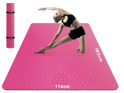 Produktbild von HAPBEAR Yogamatte XXL- Extra Groß Breit Yoga Matte, TPE Sportmatte Fitnessmatte rutschfest 183cm x122cmx6mm Dicke,Ultra Haltbar, Gymnastikmatte für Pilates, Gym, Zuhause, Workout- Rosa