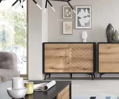 Produktbild von Kommode Diamond Sideboard 103,5cm Evoke Oak schwarz