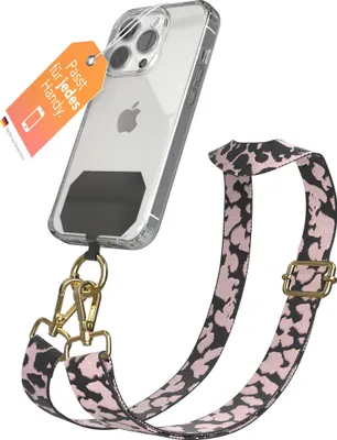 Produktbild von EAZY CASE - Handykette Universal Pad zum Umhängen, kompatibel mit jedem Handy, Kette mit Hülle, Handyband Camouflage Style in Rosa