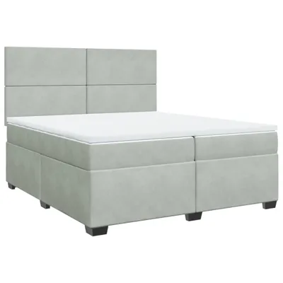 Imagen del producto de Cama con somier y colchón de la marca vidaXL, color gris claro, dimensiones 200x200 cm, tapizada en terciopelo