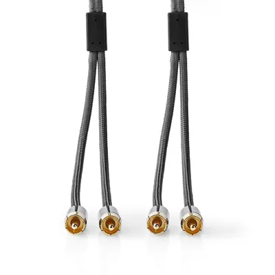 Produktbild von Nedis Stereo-Audiokabel - 2x RCA Stecker - 2x RCA Stecker - Vergoldet - 2.00 m - Rund - Grau / Gun Metal Grau - Verpackung mit Sichtfenster