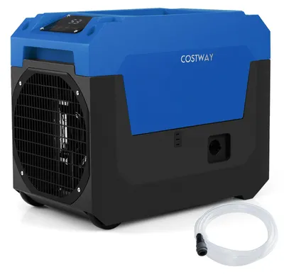 Zdjęcie produktu dla COSTWAY 66 l/dobę Elektryczny osuszacz powietrza, przemysłowa suszarka budowlana z wężem odprowadzającym i pompą, urządzenie do osuszania pomieszczeń o powierzchni do 167 m² Niebieski