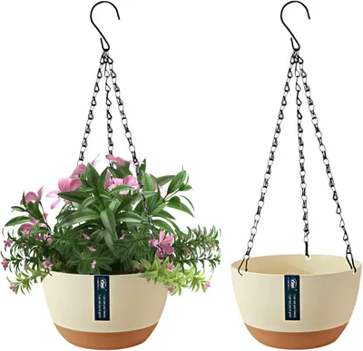 Produktbild von Hängende Blumenkorb, 2 Stück, Ø 21 cm, mit Abflusslöchern, für Innen und Außen