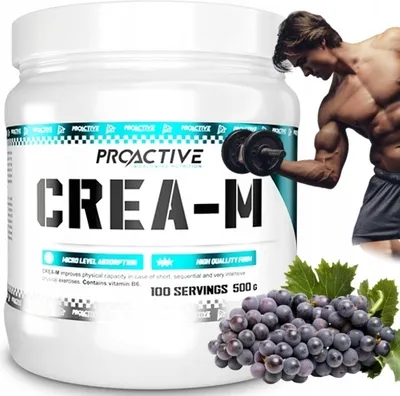 Produktbild von ProActive Creatin Monohydrat 500 g Pulver mit Vitamin B6 Geschmack: Trauben 100 Portionen Kraftraining