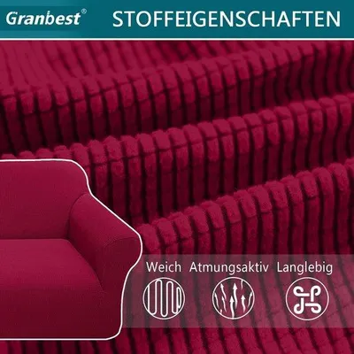 Image de Housse de protection élastique pour siège, rouge, 1 place, jacquard, protection contre les chiens