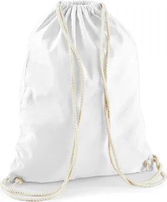 Immagine prodotto di Westford Mill W110 | Borsa da palestra in cotone | 37 x 46 cm - Colore: Bianco - Dimensioni: 37 x 46 cm