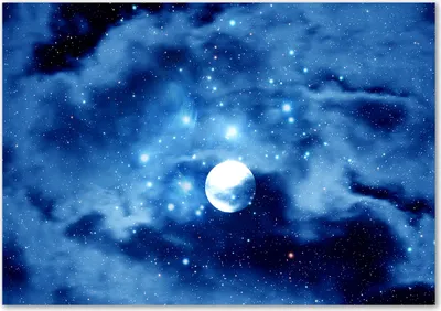 Produktbild von Tulup® Glas-Bild - 100 x 70 - Wandbild aus Glas - Wandkunst - Wandbild hinter gehärtetem Sicherheitsglas - Weltall & Science-Fiction - Vollmond - Blau