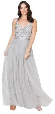 Produktbild von Maya Deluxe Damen Maya Sleeveless Stripe Embellished Maxi Dress Prom Kleid, Soft