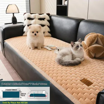 Produktbild von 1 Stück Flanell Sofabezug,rutschfest waschbar Haustierschutz，Heimdekoration,3 Sitzer L-förmige Wohnzimmer-Sofaauflage,Größe(70x180cm),khaki