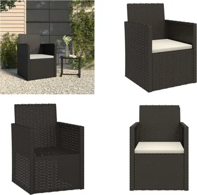 Produktbild von vidaXL Gartensessel mit Kissen Schwarz Poly Rattan - Gartensessel - Gartenstuhl - Gartenmöbel - Outdoor Möbel