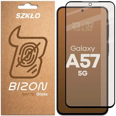 Produktbild von Mattes Hartglas für Galaxy A57 5G, Bizon Glass Matte, Schwarzer Rahmen