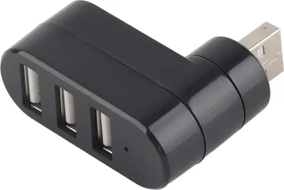 Obrázok produktu pre Mini rozbočovač USB, prenosná inline dokovacia stanica USB 2.0 s 3 portami, rozbočovač otočný o 180°