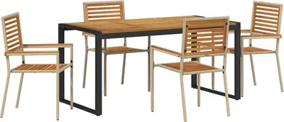 Produktbild von vidaXL Garten Essgruppe 5 stk. Beige und Braun Poly-Rattan