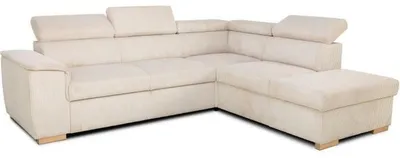 Image de Canapé d'angle convertible réversible 5 places DAYTONA - Velours côtelé beige - Coffre de rangement - L 260 x H 94 x P 216 c