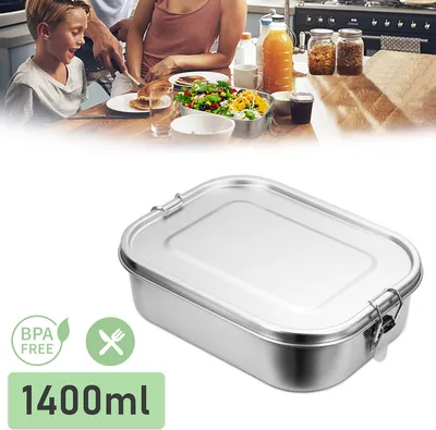 Produktbild von SWANEW 1400ml Brotdose ohne Plastik BPA frei brotdose edelstahl Edelstahl Lunchbox，1400ml