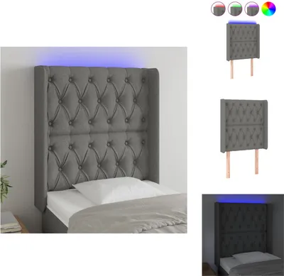 Produktbild von vidaXL LED Kopfteil Dunkelgrau 83x16x118/128 cm Stoff -  Kopf- & Fußenden