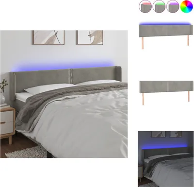 Produktbild von vidaXL LED Kopfteil Hellgrau 203x16x78/88 cm Samt -  Kopf- & Fußenden