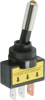 Produktbild von 2x Wippschalter mit gelber LED SPST EIN/AUS - Kippschalter 12V DC 20A - Unterputzschalter mit LED-Anzeige für Fahrzeuge und elektrische Geräte - Einbautiefe 26mm - Anschlüsse 3x6,4mm - Verkaufseinheit 2 Stück [09058SA]