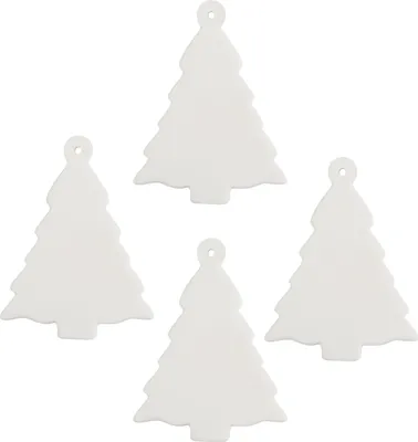 Produktbild von VBS Weihnachtsanhänger, 4 Stück, Porzellan Tannenbaum