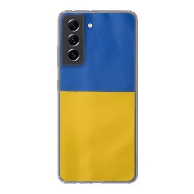 Produktbild von MuchoWow® Handyhülle Schutzhülle Hülle für Samsung Galaxy S21 FE Nahaufnahme der Flagge der Ukraine Silikon Softcase Handy Hülle - Mobiltelefonhülle
