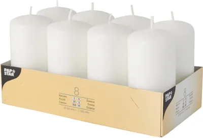 Produktbild von STARPAK Stumpenkerze Durchmesser: 50 mm weiß 8 Stück