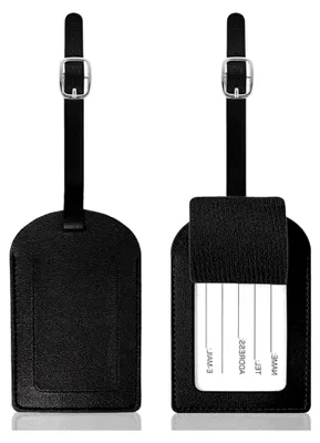 Produktbild von 2 Stück Gepäckanhänger aus Kunstleder für Reisen, Schwarz