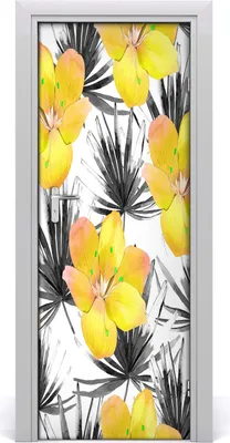 Produktbild von Tulup Türaufkleber 75x205 cm Dekorative Aufkleber Selbstklebend Wasserdichte Tapete Abnehmbar Schlafzimmer Wohnzimmer Wohnkultur - tropische Blumen