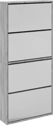 Obrázok produktu pre vidaXL Botník so zrkadlom 4 priehradky Sivá Sonoma 63x17x134 cm