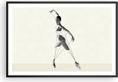 Produktbild von Gerahmtes Poster - Schwarzer Rahmen - Surreal Ballerina Marionette - 91,5x61 cm - Wand Bild - Wanddeko - Wandbilder - Kunstposter - Wandposter - Bilderrahmen - Bilder - Kunstdruck - P2BAA91x61-4812