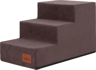 Zdjęcie produktu dla Schody dla psa Hobbydog, Savoy, w dwóch rozmiarach, antypoślizgowe, trwałe, różne kolory - 3 stopnie - 50 x 30 x 30 cm [Rozmiar: M] - Brązowy