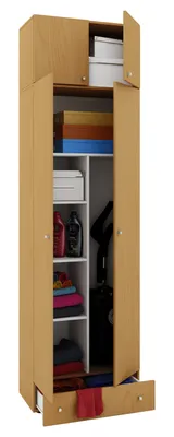 Produktbild von VCM Holz- Besenschrank | 6 Fächer | Maße: B. 70 x H. 237 x T. 40 cm | Haushaltsschrank | Mehrzweckschrank | Aufsatz mit 2 Türen | Extra Schublade - Vandol