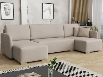 Obrázek produktu pro Sedačka do U na každodenní spaní LUIKA - béžovohnědá