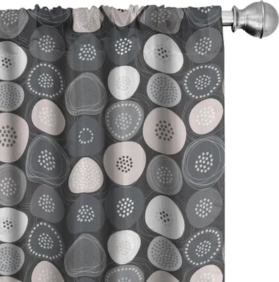 Image de ABAKUHAUS Rideaux beiges et gris, voilages, motifs circulaires à pois, 2 pièces 75 x 225 cm, gris clair saumon