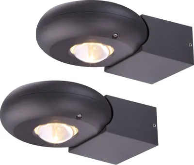Produktbild von 2er Set LED Up & Down Wandlampe, Aluminium grau , H 19,5 cm