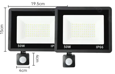 Produktbild von LED-Flutlichtstrahler - Außenleuchte - 2 x 50 W - PIR-Bewegungssensor - 220 V AC - IP65 - Aluminium