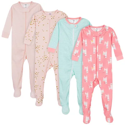 Productafbeelding van Gerber baby pyjama set voor meisjes, comfortabele pasvorm, 4-delig