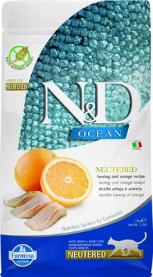 Productafbeelding van Farmina Pet Food N&D Ocean, Volwassen, Hering, 1,5 kg, Graanvrij, Glutenvrij, Bevat antioxidanten