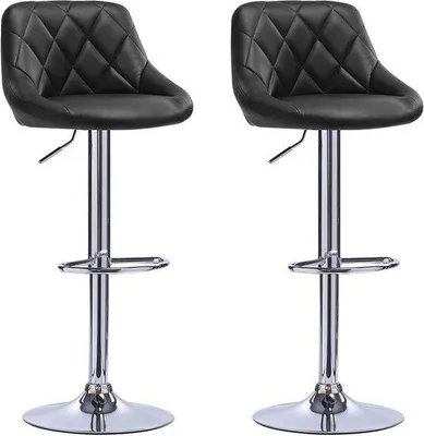 Image de Tabouret de bar ergonomique avec dossier, réglable en hauteur, noir, lot de 2