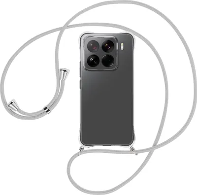 Produktbild von Handykette Backcover-Schutzhülle mit Band (Metall silberfarben) für Xiaomi 15 Pro 5G - silbergrau