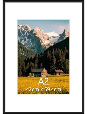 Productafbeelding van Zwarte A2 fotolijst met passe-partout voor A3, geschikt voor wandmontage, 1 stuk
