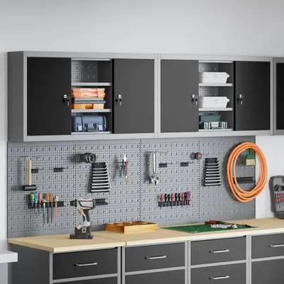 Produktbild von vidaXL Werkzeugschrank-Set 6 pcs Schwarz Pulverbeschichteter Stahl