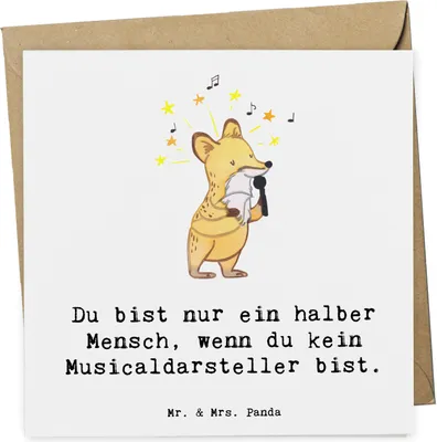 Produktbild von Mr. & Mrs. Panda Klappkarte Musicaldarsteller Herz - Weiß - Geschenk, anlasskarte, Glückwunschkarte, Grußkarte, doppelkarte, faltkarte