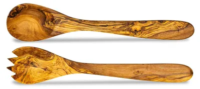 Salatbesteck Olivenholz 30 cm, 2-teilig, natur, Servierbesteck