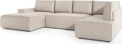 Obrázok produktu pre FURNLUX Rohová pohovka Fiord béžová a čierna 349 cm / Hlavná farba: béžová / Rozmery: 349 x 85 x 167 cm