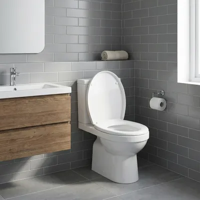 Produktbild von SONGMICS WC-Sitz O-Form, Absenkautomatik, Toilettendeckel, Griff, PP-Kunststoff, einfache Montage, bis 300 kg, weiß