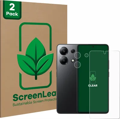 Produktbild von 2x ScreenLeaf Schutzfolie für Xiaomi Redmi Note 13 (Display+Kamera) nachhaltiger Displayschutz Display Schutz Folie Klar Transparent