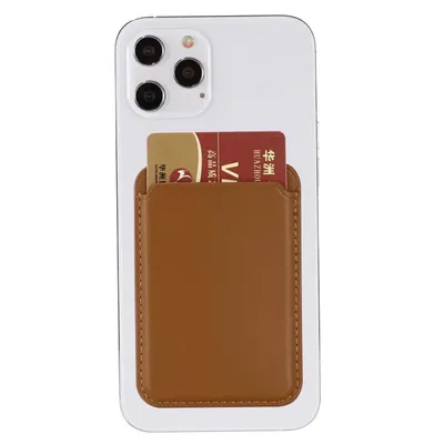 Produktbild von Apple iPhone 12 Kartenhalter Leder Wallet Magnet Geldbörse Magnethülle Braun
