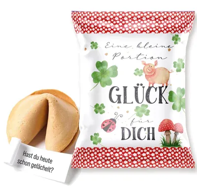 Produktbild von 10 Glückskekse Eine Portion Glück für dich Glücksbringer Gastgeschenk Mitbringsel Give-Away
